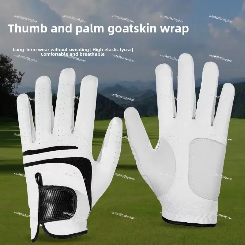 Black and White Golf Gloves Golf gloves Leather Non-slip Breathable Men