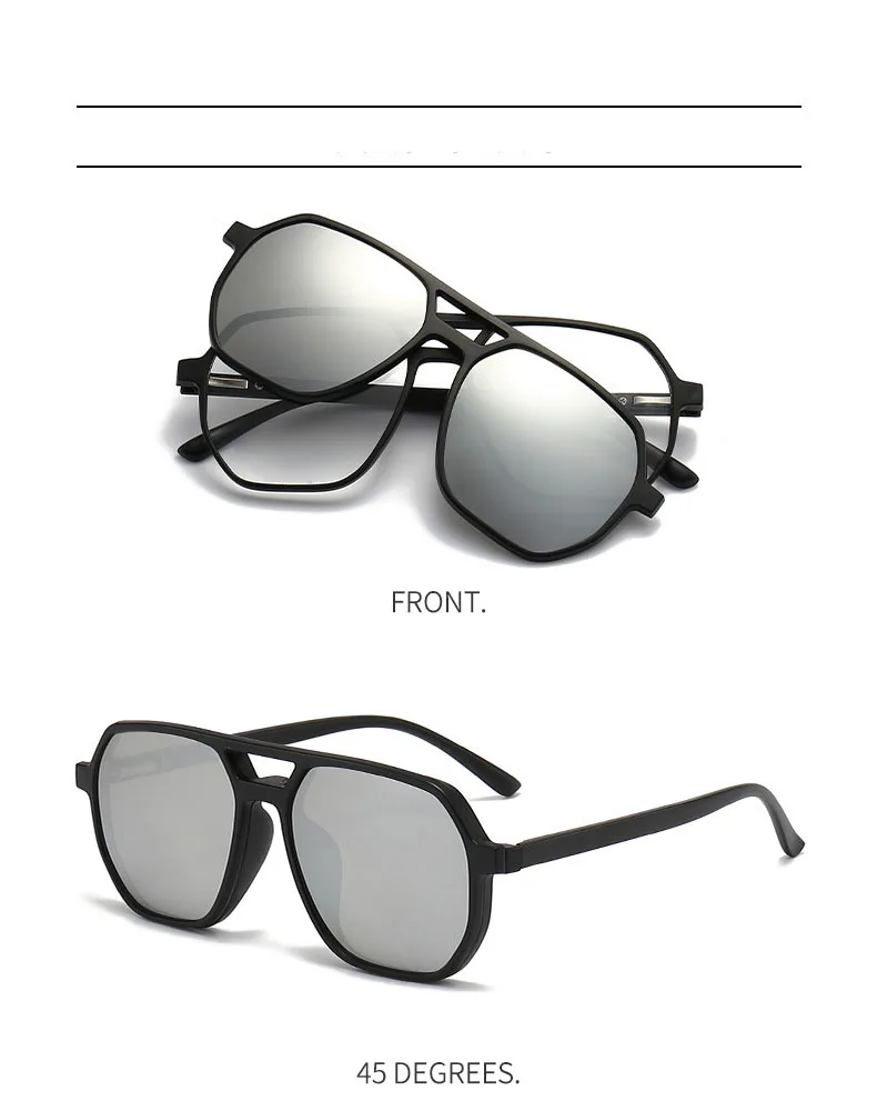 VCKA 6 In 1 Pilot Polarisierte Myopie Sonnenbrille 2025 NEUE Magnetische Clip Männer Frauen Gläser Optische Verordnung Brillen -0,5 bis -6,0 – Detail 9