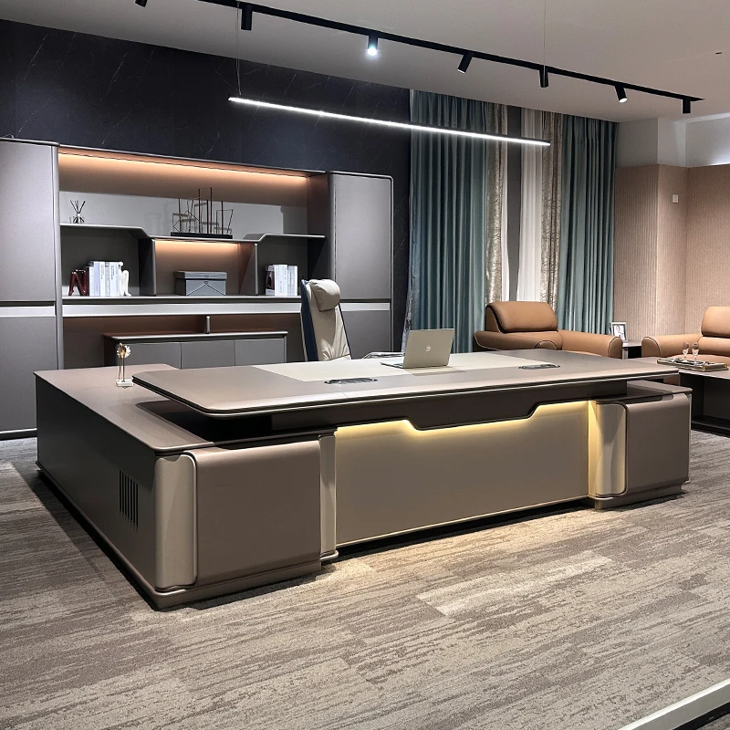 High End Boss Office Desk Organizer Secretary Quality European Executive Office Desk Work Corner Storage Schreibtisch Furniture