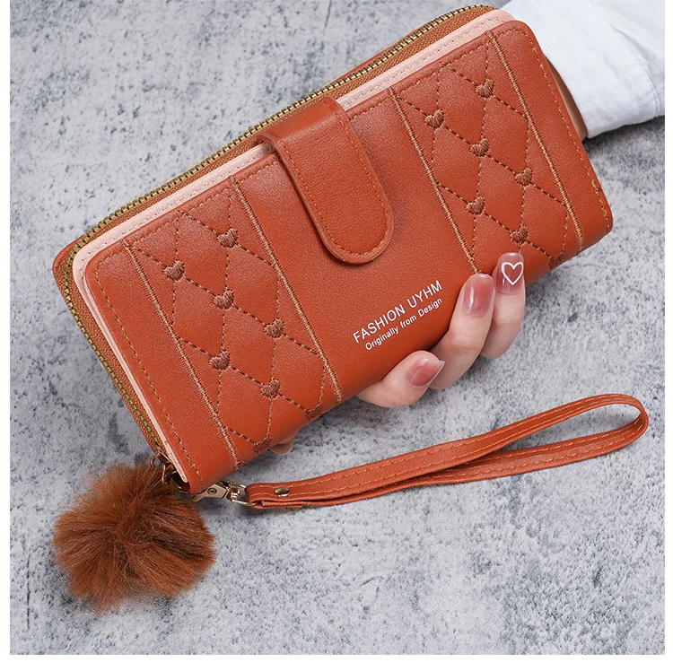 Long PU Leather Wallet for Women Card Holder Large Capacity Hasp Zipper Coin Purse Multi Card Organizer Cell Phone Wristlet