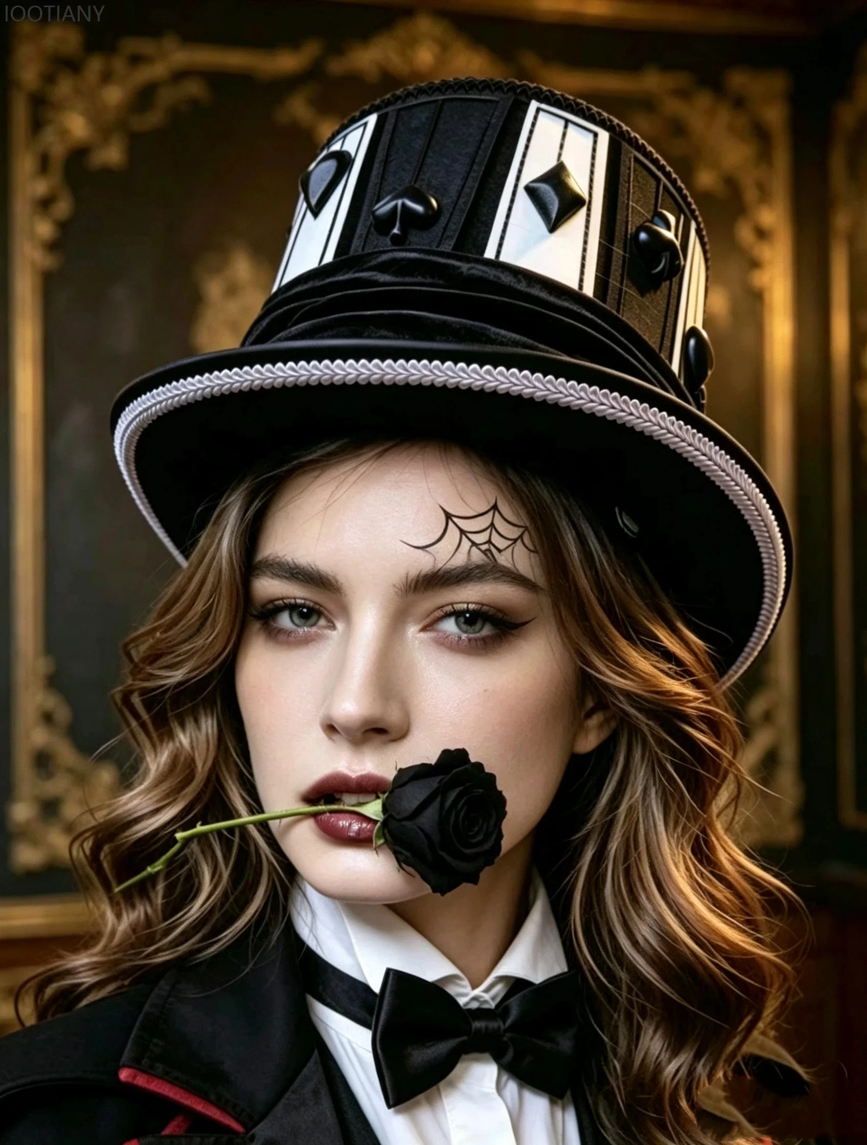Gothic Black White Poker Pattern Top Hat Playing Card Symbols Magician Hats Vintage Steampunk Tall Cosplay Headwear Accessory 2