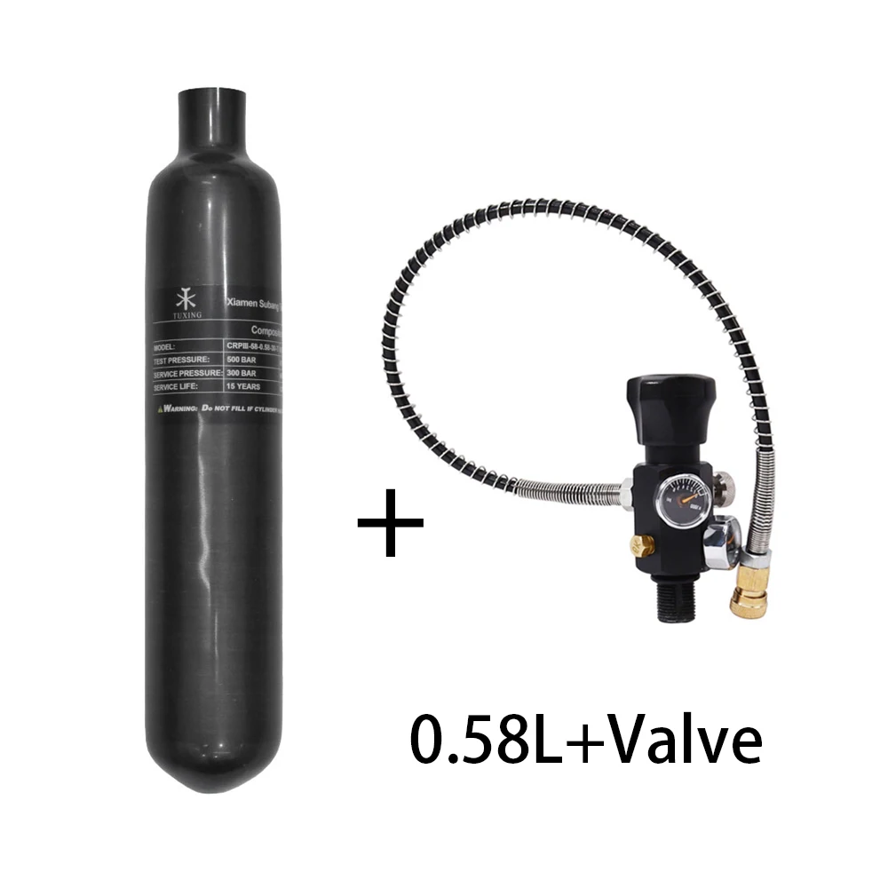 Imagem -05 - Tuxing 300bar 4500psi 058l 580cc Cilindro de Fibra de Carbono com Válvula Reguladora Hpa Tanque Garrafa de Alta Pressão para Mergulho M18 1.5