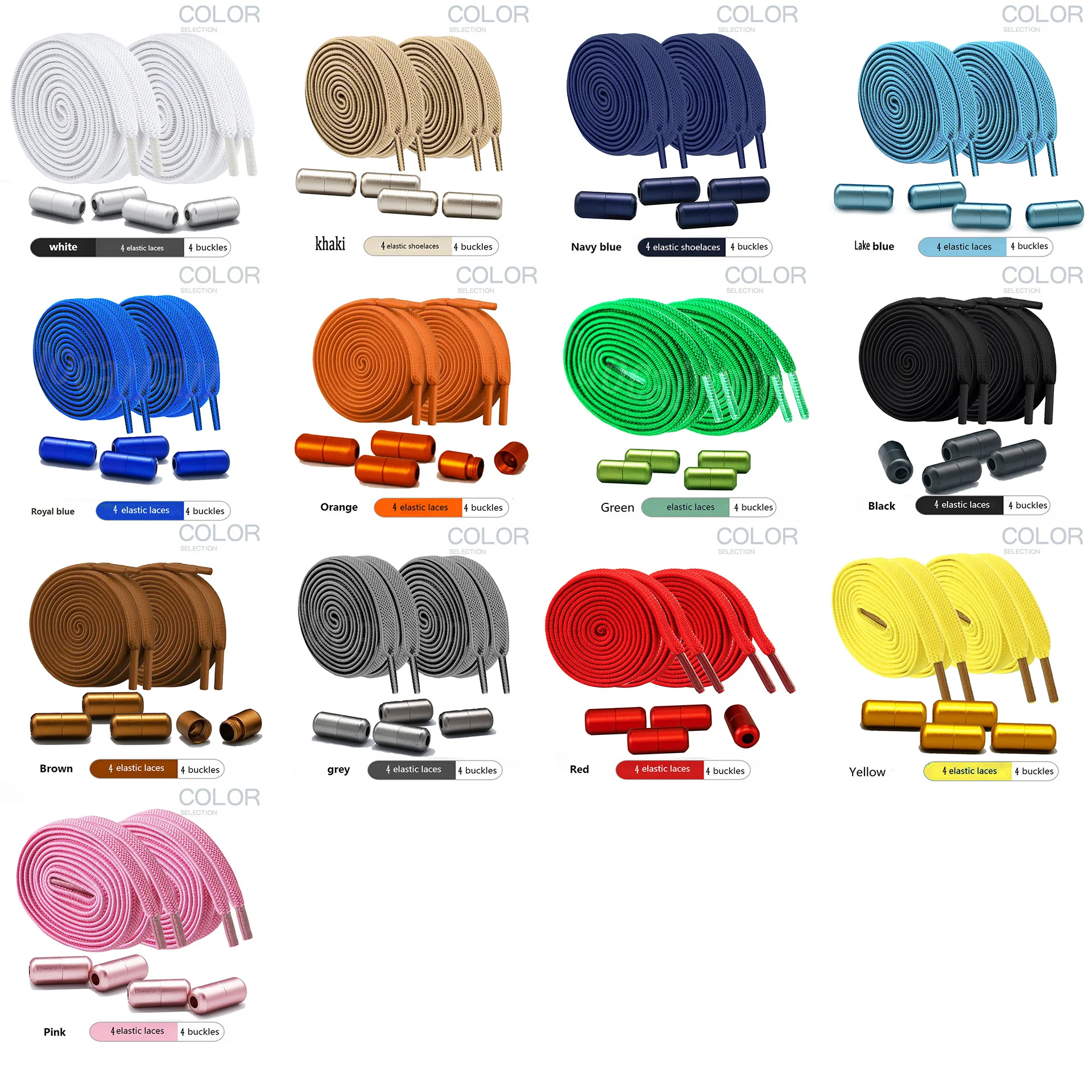 1 Pair No Tie Shoe Laces Colorful Buckle Flat Shoelaces Colorful Fashion Without Ties Elastic Laces Sneaker Kids Adult Widened image 5