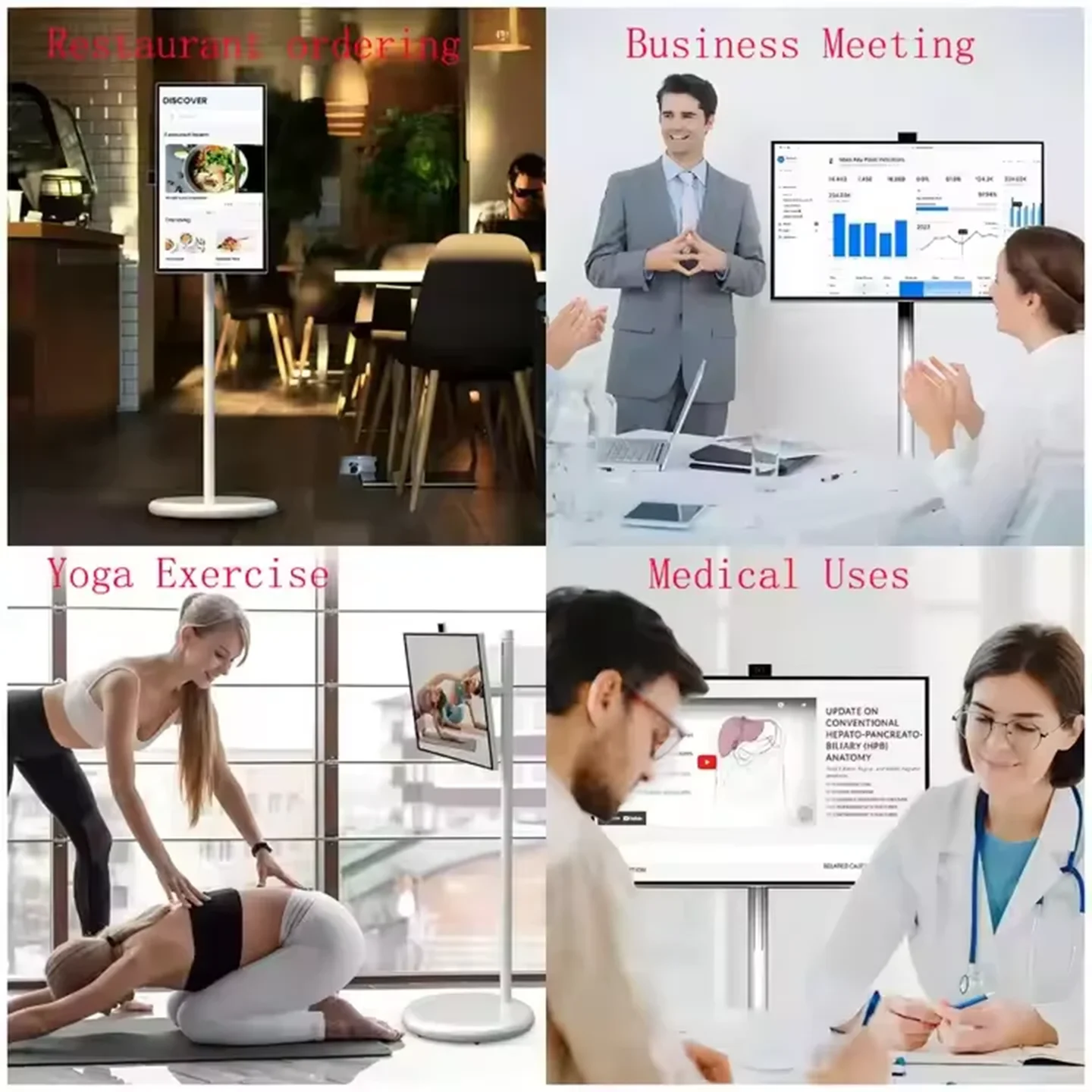 JEESTON 스마트 태블릿 27 인치 휴대용 스마트 TV Android13 IPS 터치 스크린 높이 조절 가능 100WH 배터리 작업 시간 6-8 시간