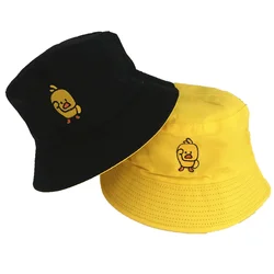 Summer Sun Reversible Duck Bucket Hat for Men Women Cotton Bob Sad Boys Panama Fold Girls Beach Travel Outdoor Fisherman Cap