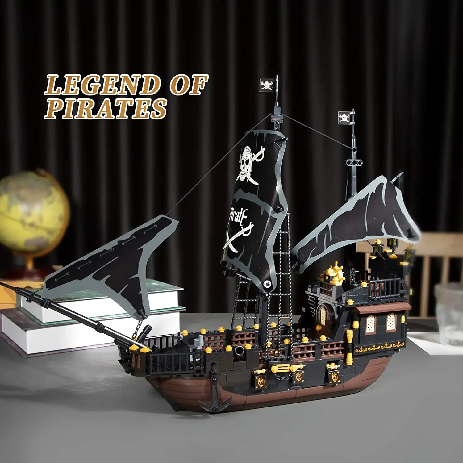 Building Block Model Pirate Stronghold Black Pearl Boat Royal Navy Warship Port DIY Educational Bricks Toy For Kids Gift