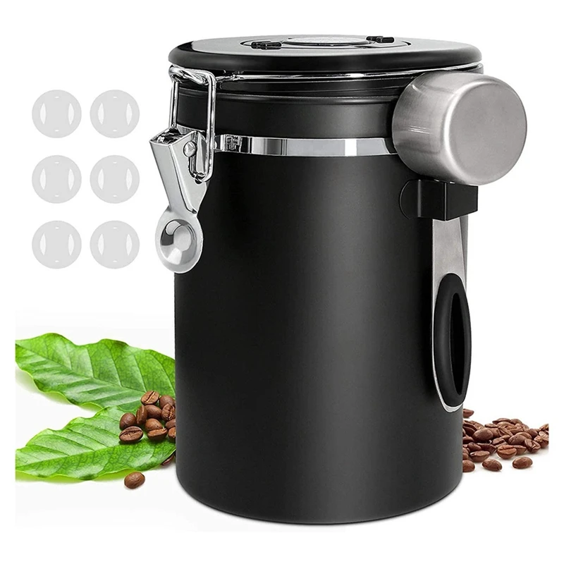 Coffee Canister,1.5L Coffee Storage Container One-Way Co2 Valve With Date Tracking Wheel,For Store Tea,Coffee Beans,Etc