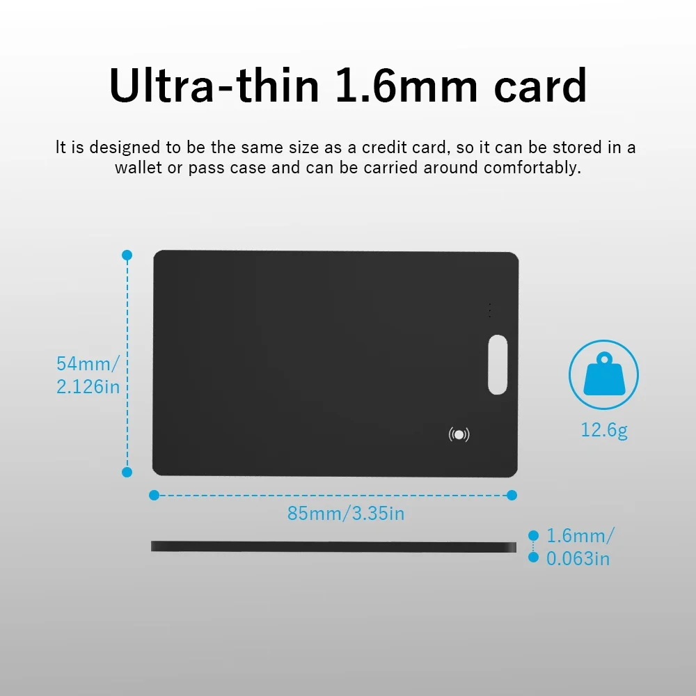 Ультратонкий интеллектуальный локатор для карточек с защитой от потерь, только для Android. Работает с Find Hub для кошельков и паспортов.