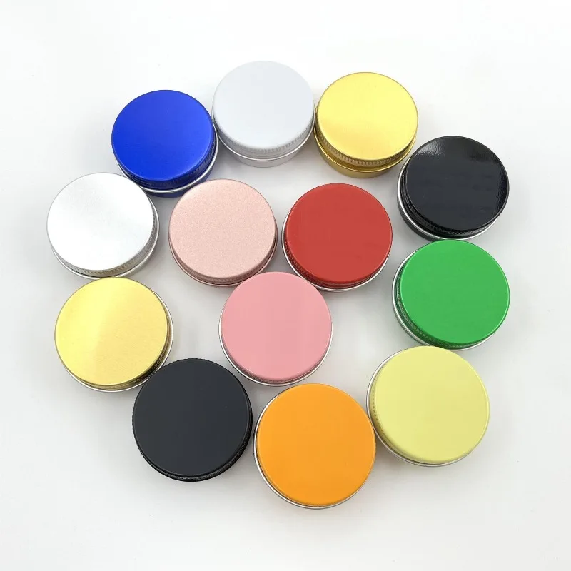 5ml-250ml Cosmetic Aluminum Cans Aluminum Boxes Silver Aluminum Tins Cans Screw Top Round Candle Spice Tins Cans Lid Containers