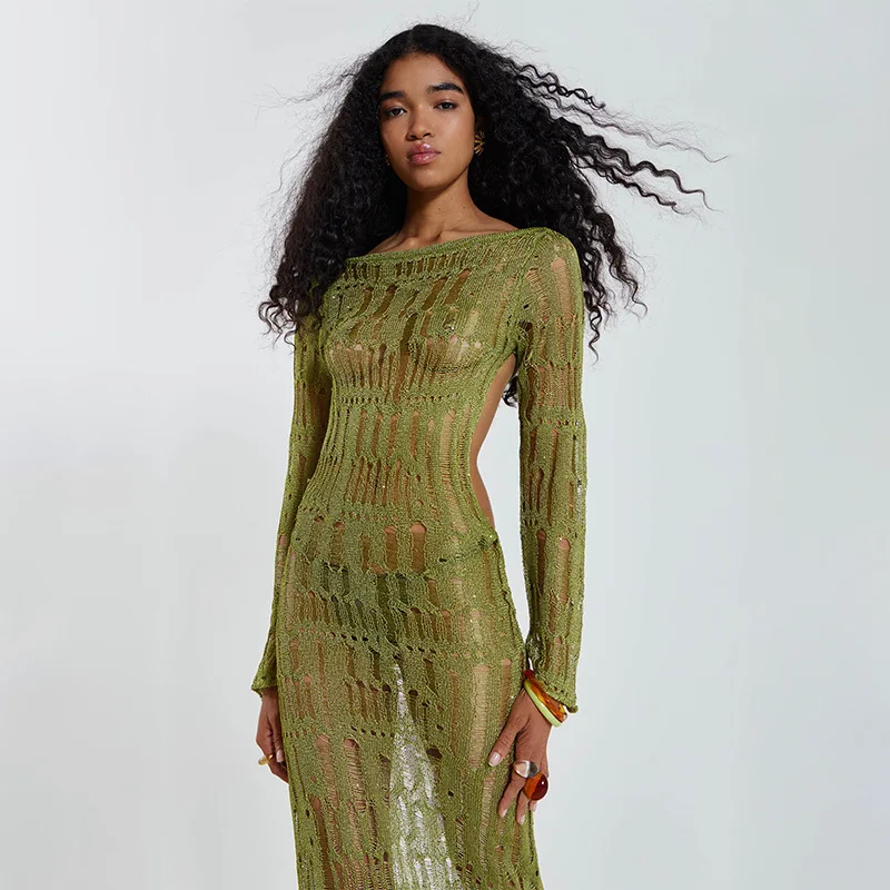 Sommer Neue Rock frauen Einfarbig Sexy Gestrickte Hohl Strand Bikini Badeanzug Cover Up Sonnenschutz Kleidung