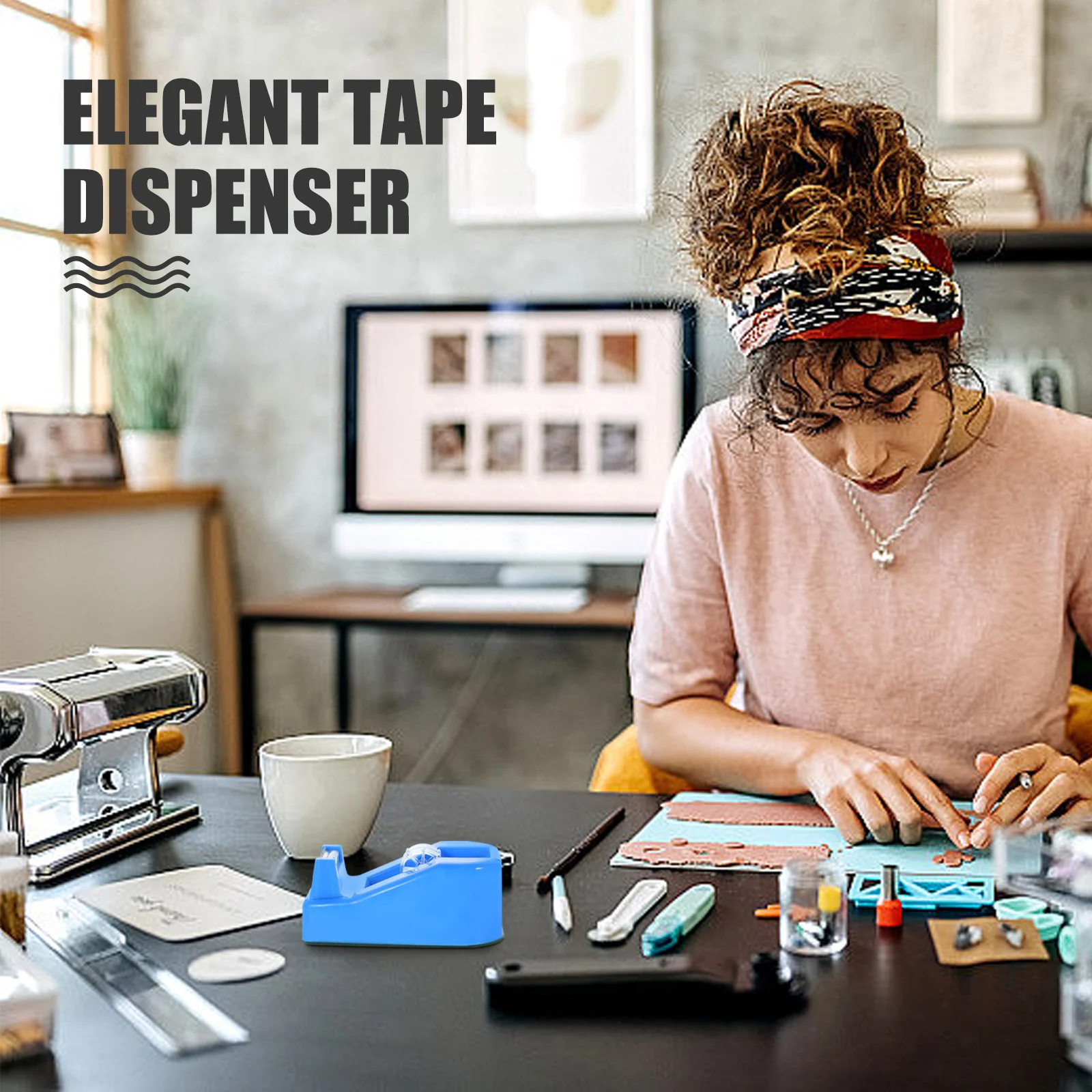 

Portable Tape Dispenser Desk Mini Office Supplies Dispensers for Holder Stand Desktop