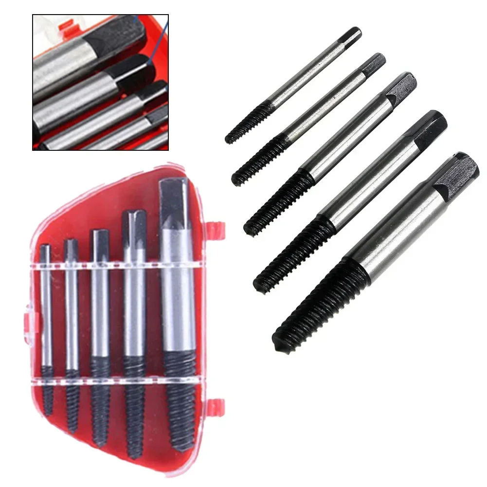 5*Screw Extractor Metal Drill Bit Set Damaged Screws Remover Extractor Woodworking Tools Broken Bolt Water Pipe Extractor