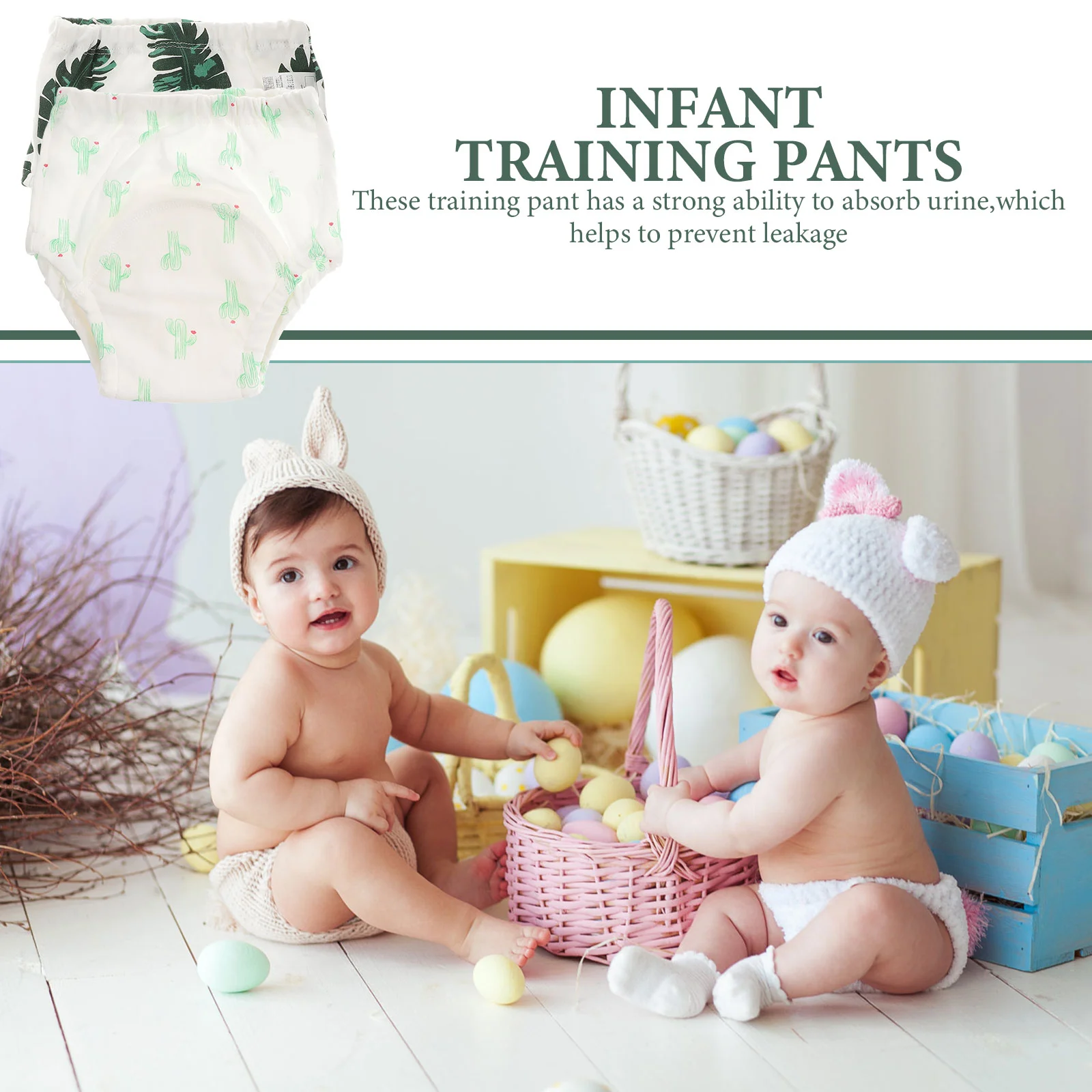 2 Pcs Baby Training Pants Washable Breathable Reusable Gauze Leak-proof Potty Toddler Cotton Lovely