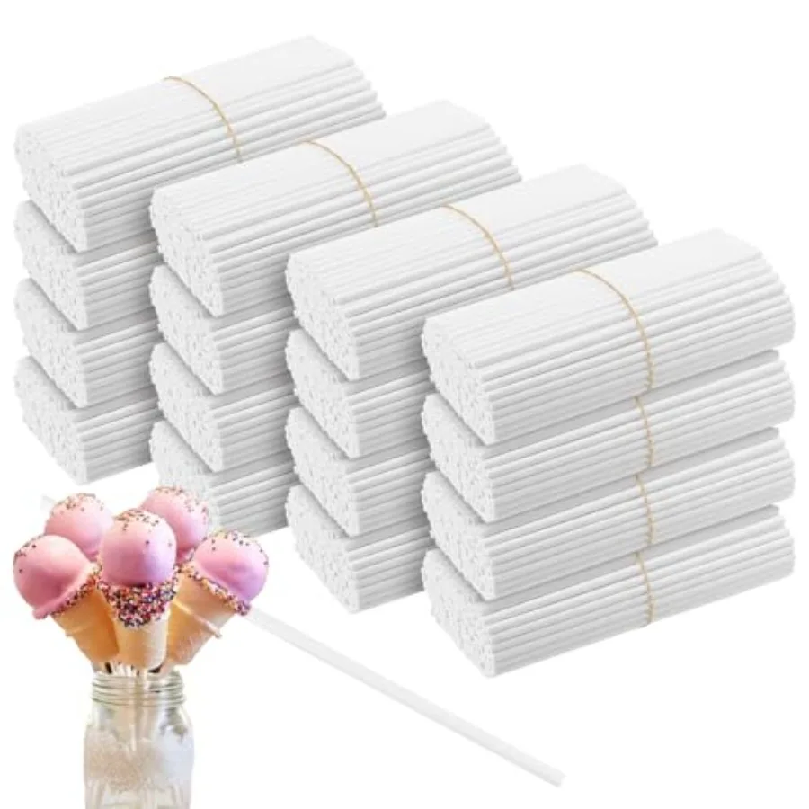 

2000 PCS 6 Inch Cake Pop Sticks White Paper Lollypop Sticks Sucker Treat Stick for Lollipops Candies Chocolates Cookies