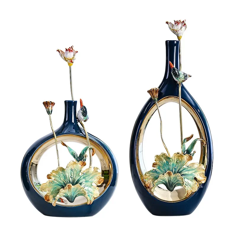

Enamel color lotus vase ornament ceramic vase flower arrangement dried flower flower porcelain living room dining table ornament
