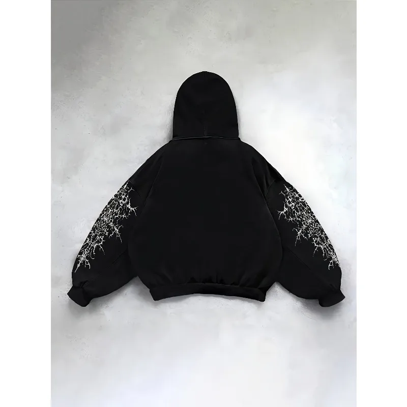 الأمريكية الرجعية الظلام الملاك القوطية Harajuku طباعة الرجال والنساء زوجين هوديي الخريف والشتاء موضة جديدة غير رسمية الشارع الشهير