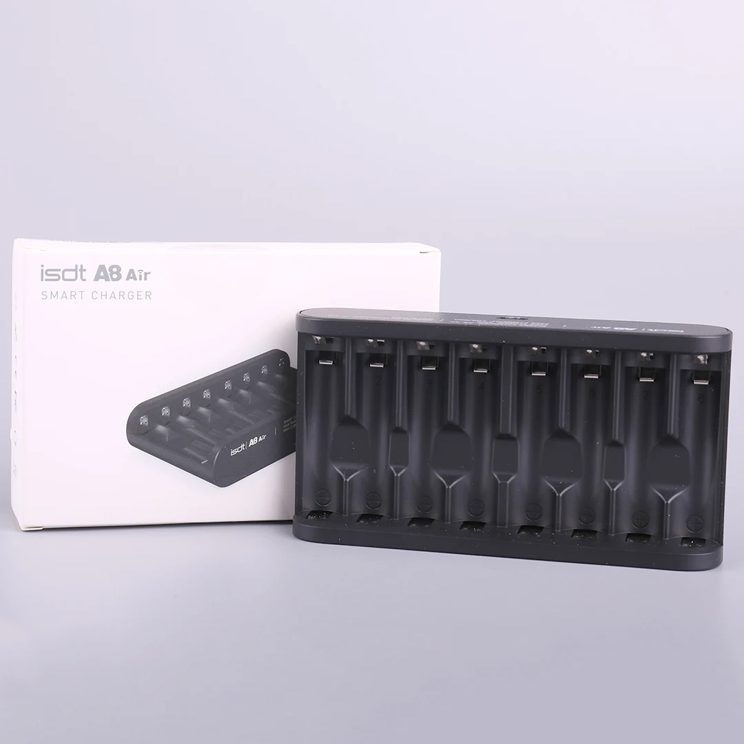 ISDT A8 Air AAA Battery Smart Charger 27W 8-Bay Househould battery Charger Wireless Operation for AA 10500 12500