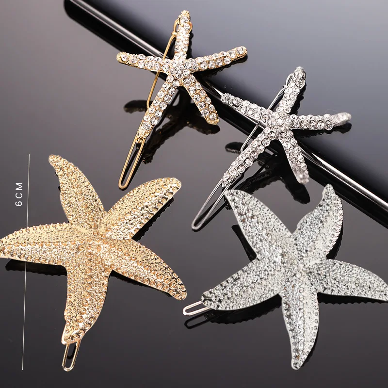 

Gold Sliver Starfish Hairpins Metal Star Hair Clip Women Girls Hair Styling Barrettes Hair Accessories Girls Hairgrips Headwear