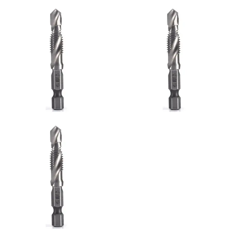 Nuovo 3 Pz M8X1.25Mm Acciaio Ad Alta Velocità 4341 Titanio Placcato Composito Rubinetto Trapano E Rubinetto Integrato Macchina Rubinetto Aperto