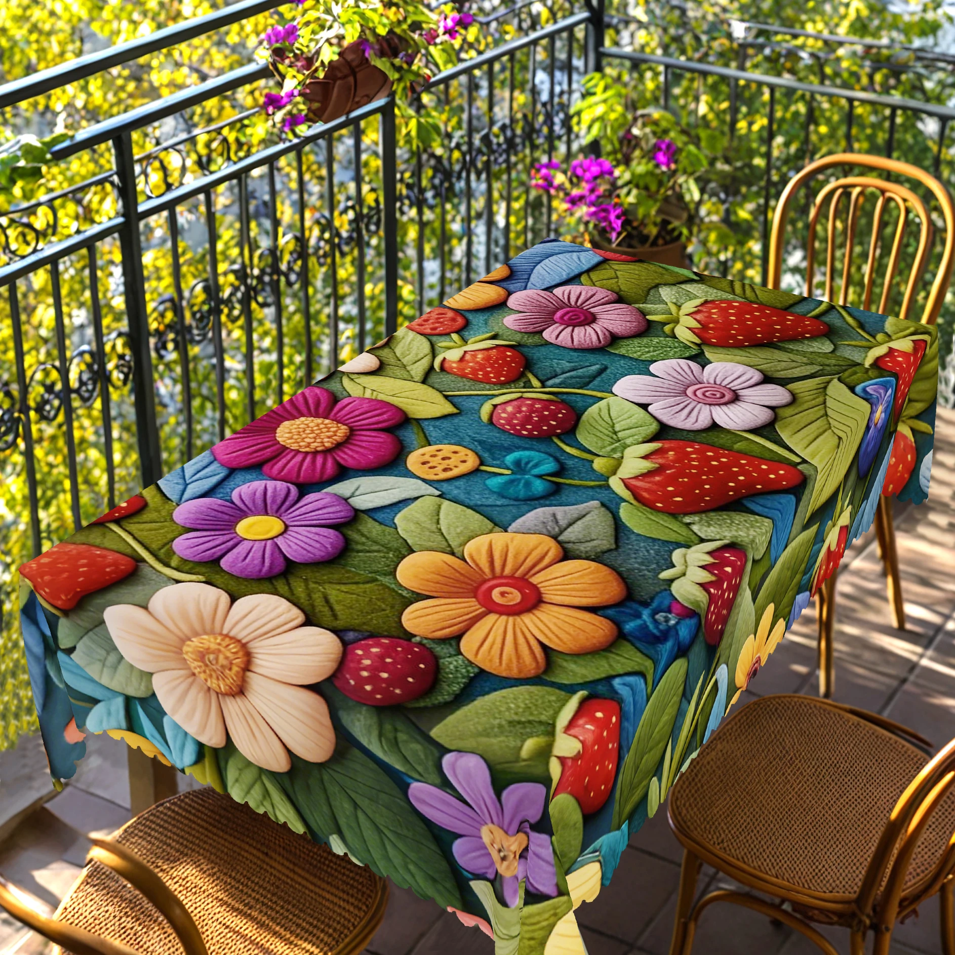 1 Piece of Spring and Summer Floral Round and Rectangular Tablecloth, Available in Various Sizes, with 3D Floral Pattern Design, Embossed Edge Craftsmanship, Suitable for Home Kitchens, Indoor and Outdoor Use, Picnics, and Spring/Summer Home Decoration