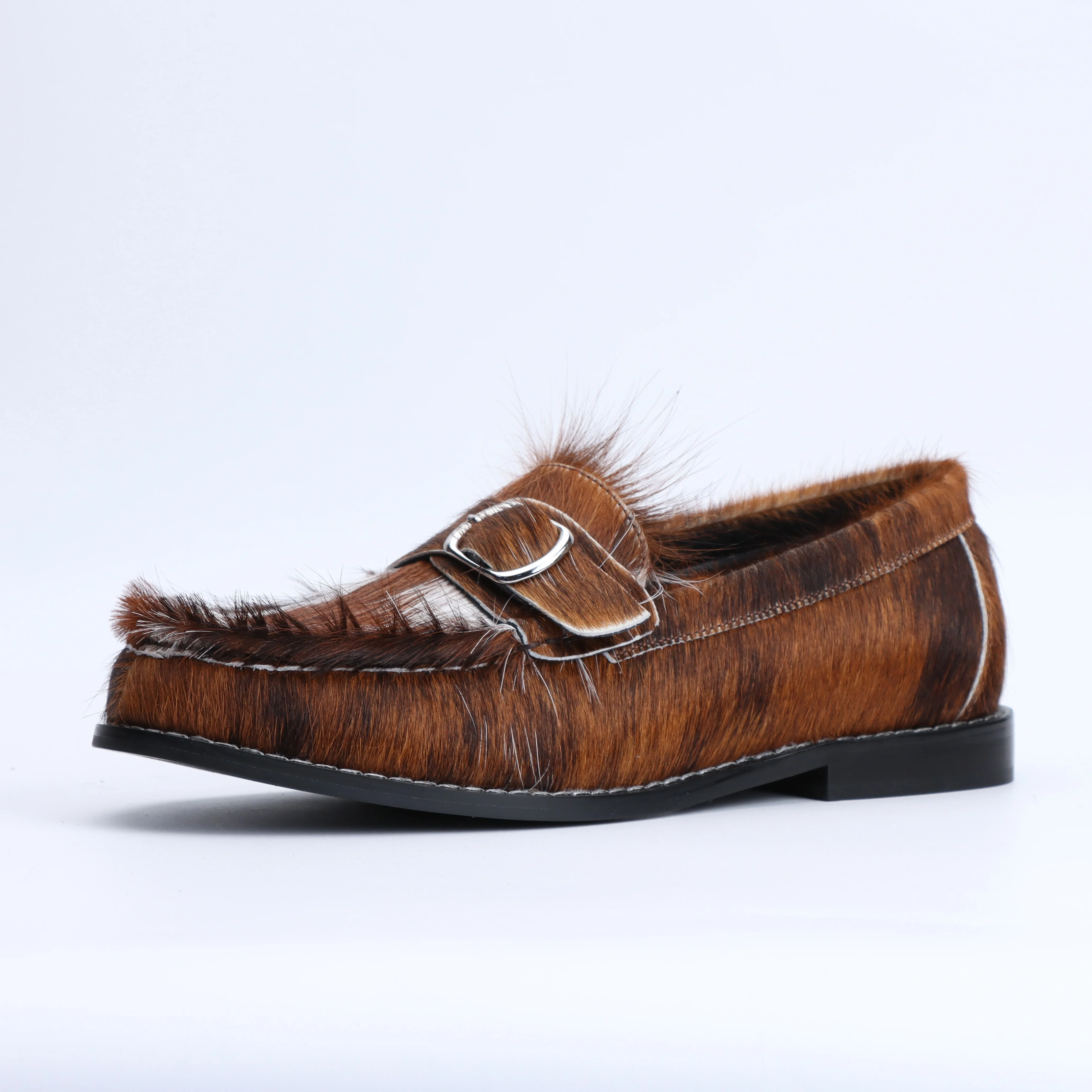 Luxury Designer Loafers for Women, Handmade Cowhide Fur, Rubber Sole, Latex Insole, Soft & Comfortable, Trendy Flats 2025