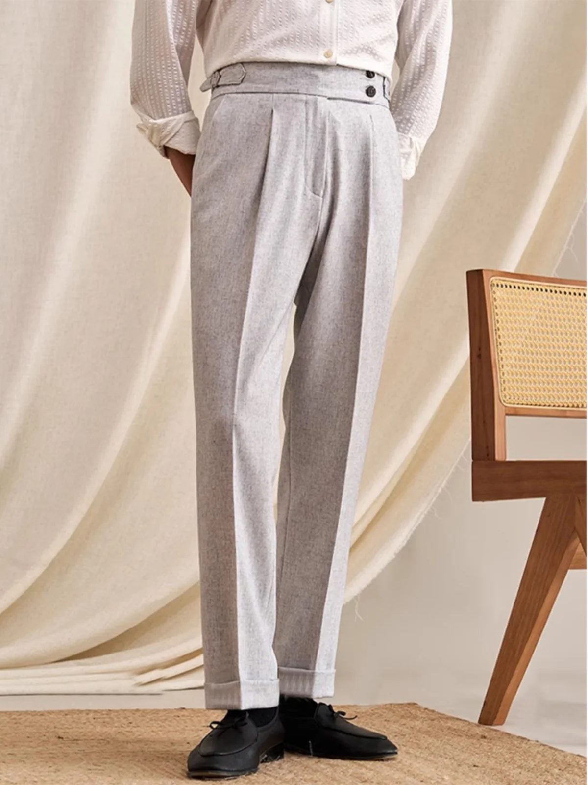 

Брюки-костюмные с высокой талией Naples, прямые, с пуговицами, в итальянском стиле, для повседневной носки, деловые, молодежные, осенние