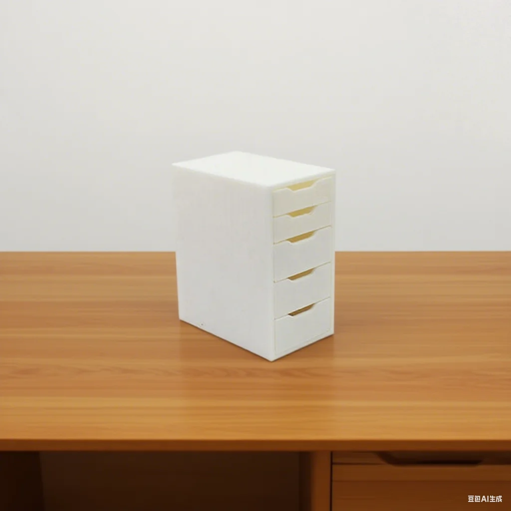 Mini-Puppenhausmöbel mit fünf Schubladen. Spielzeugmodell-Set mit Nachttisch und Schrank