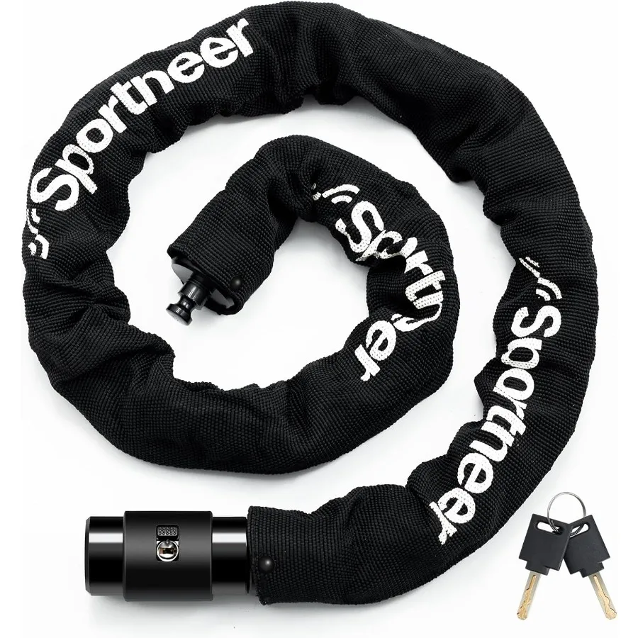 

Sportneer Bike Lock: 8mm Thick High Security Anti Theft Bike Chain Lock with 2 Keys 3.2 4ft Long Heavy Duty AntiCut Bicycle Loc
