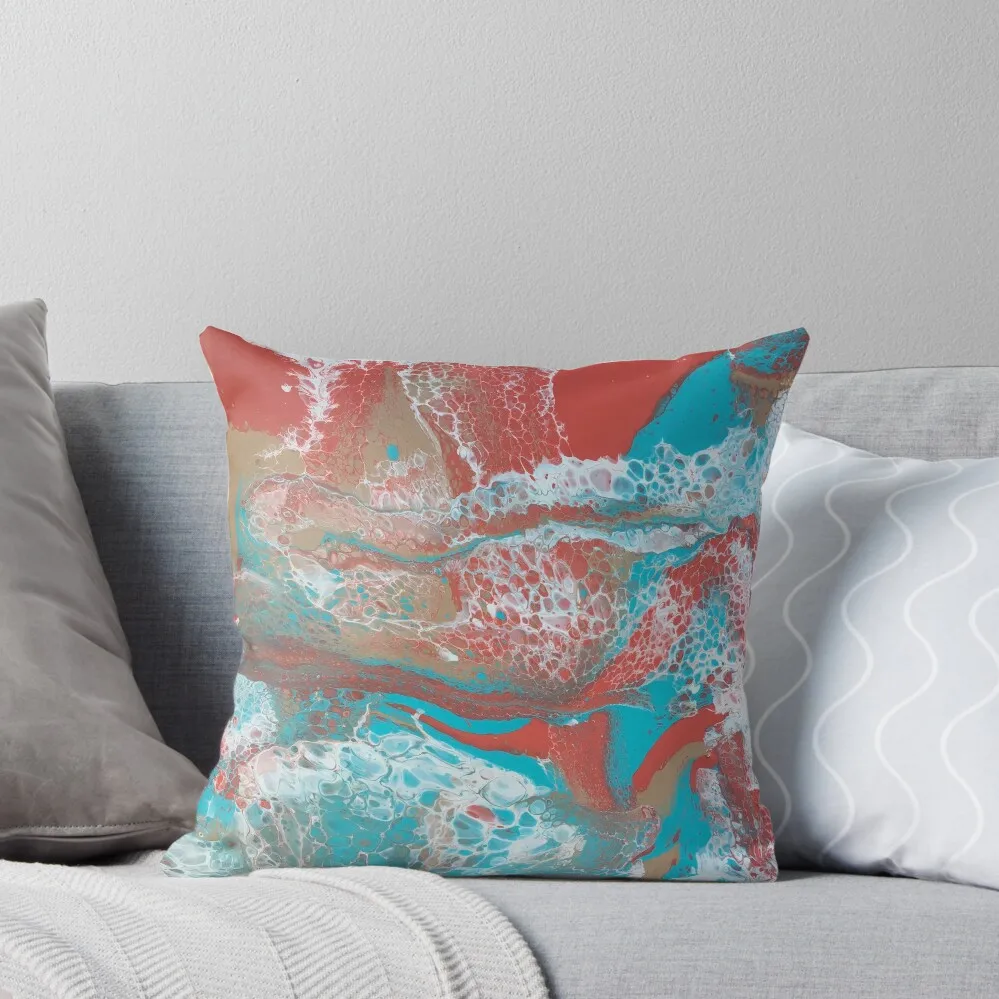 

Turquoise & Coral 2 Throw Pillow Sofa Decorative Covers Custom Cushion Photo pillow cover luxury Cushions Cover