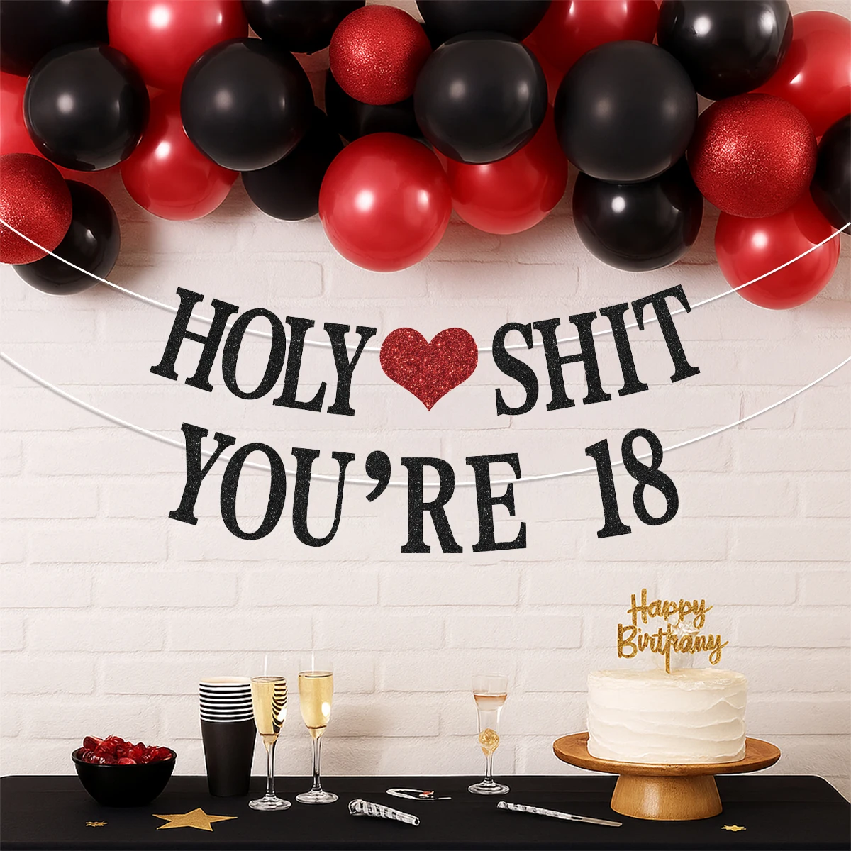 1 комплект, черный баннер на 18-й день рождения, бумага для дня рождения, подвесная гирлянда, баннер для мальчиков и девочек, декор для детского душа на день рождения