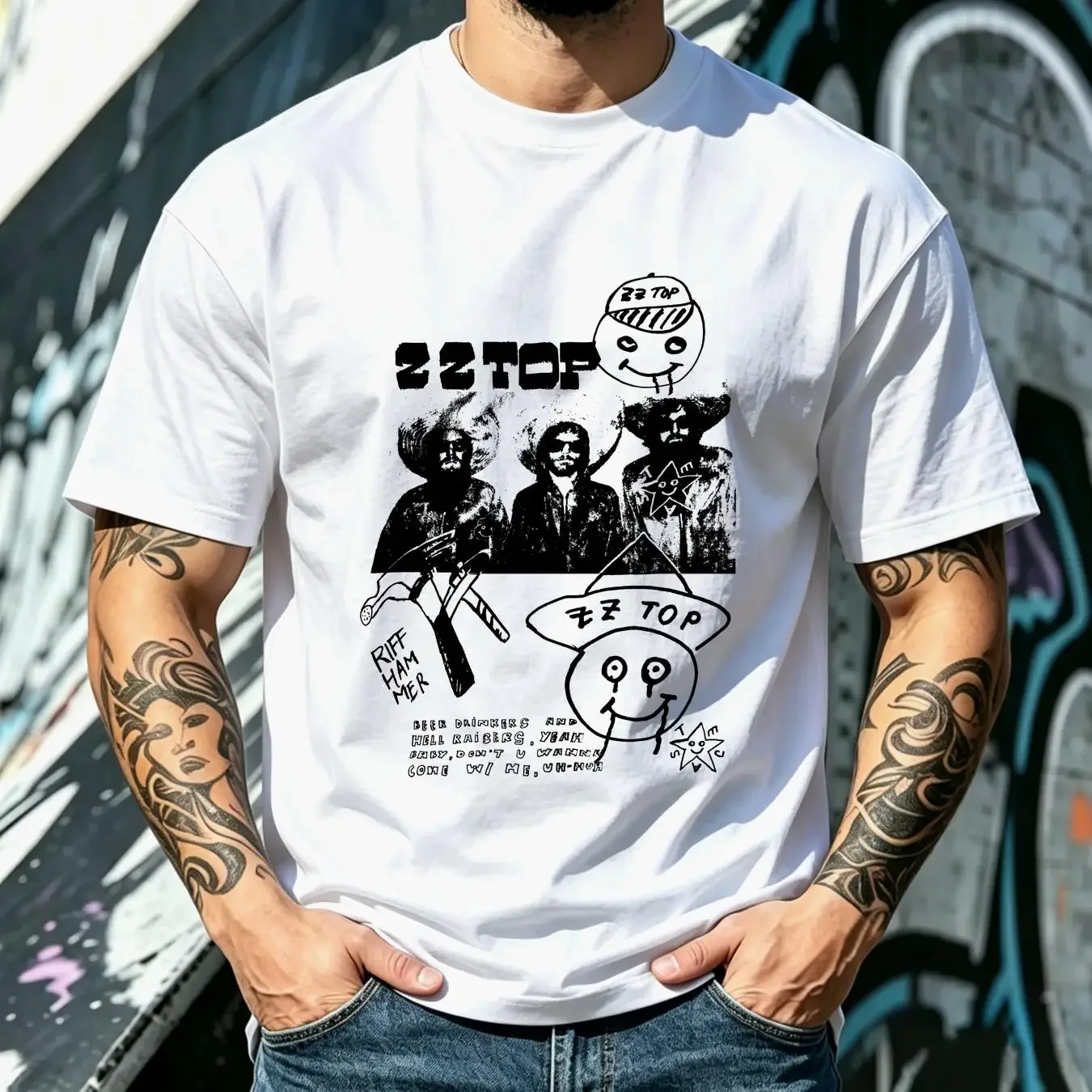 washed T Shirt ZZ TOP Hellraiser and Beerdrinkers Creedance Clearwater Revival Canned Heat MC5 Stooges long or short sleeves