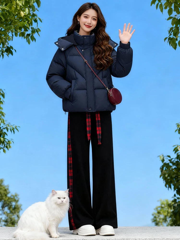 

Повседневная утепленная куртка с капюшоном, новинка зимы, женское пуховое хлопковое пальто, теплое, пушистое, в корейском стиле, для повседневной носки