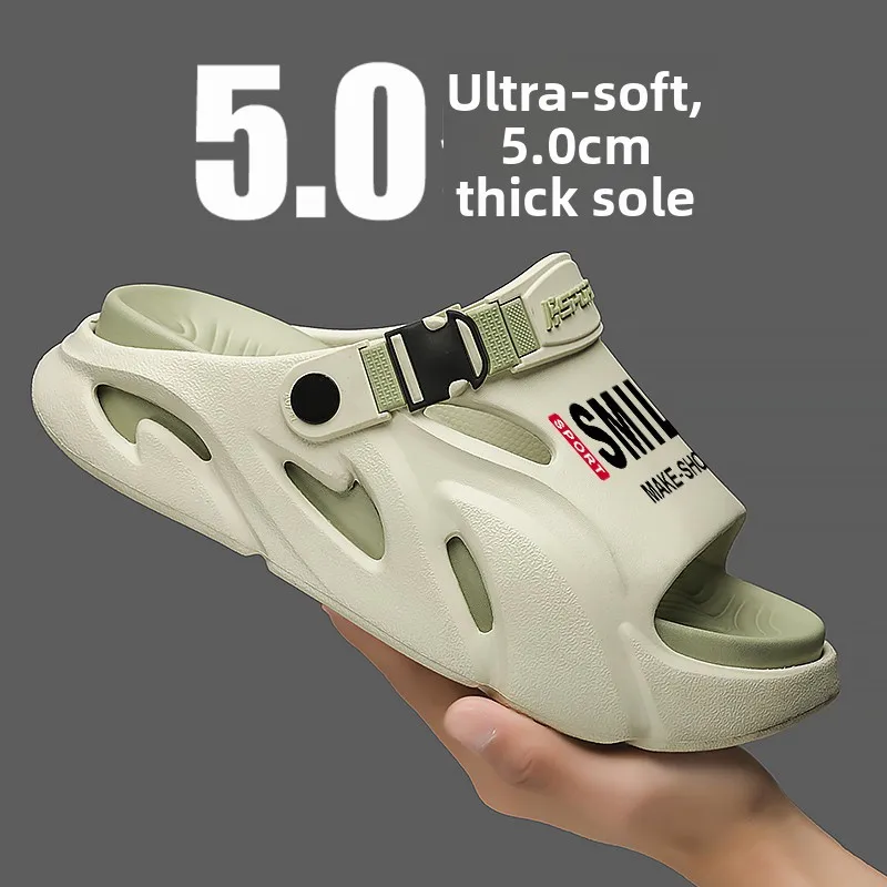 Men's Outdoor Slip-On Summer Sandals Thick Bottom Anti-Slip Couples Slippers Sports Beach Shoes Comfortable Wearing Experience