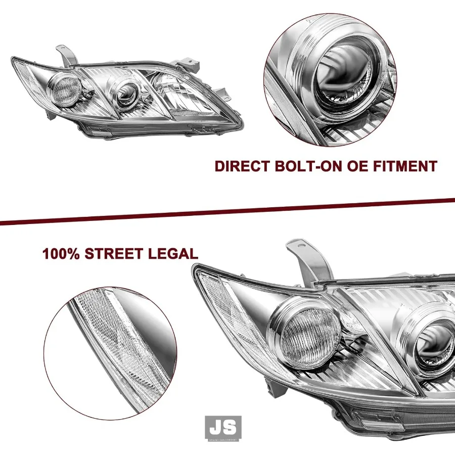 مجموعة مصابيح أمامية لجهاز العرض متوافقة مع 20072009 كامري 4 أبواب استبعاد المصابيح الأمامية البديلة الهجينة للركاب والسائق Si