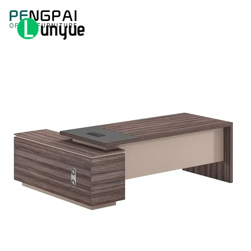 L Shaped Computer Desk Office Furniture MDF Melamine Wood Manager Executive Workstation Simple Design Home Business Use