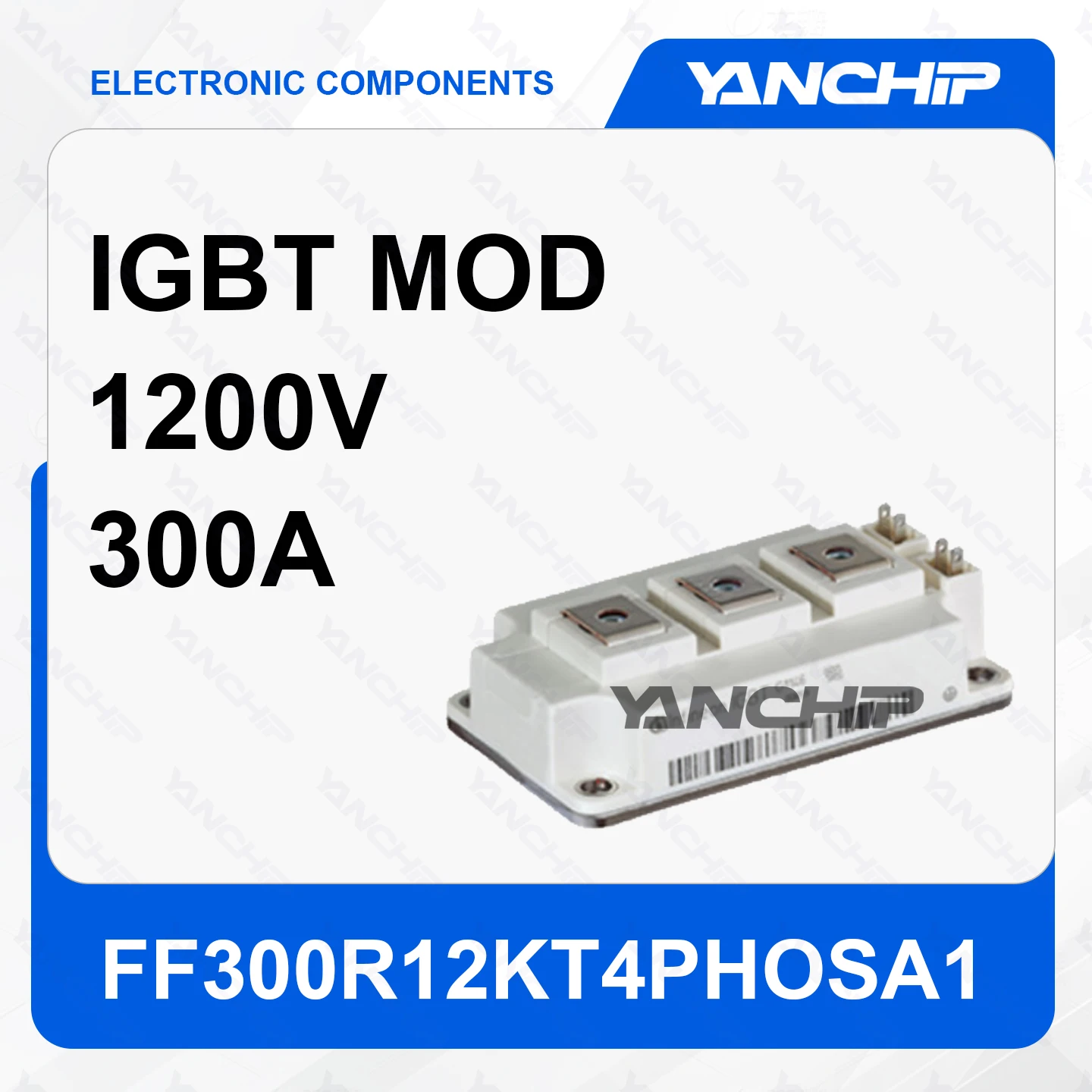 

IGBT module FF300R12KT4PHOSA1 Trench type field stop half bridge 1200V 300A base mounted 2.15V @ 15V，300A 5mA 19 nF @ 25 V