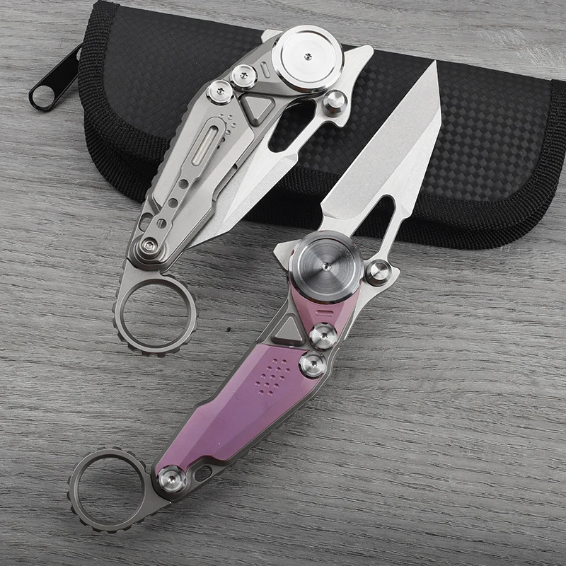 

M390 steel titanium alloy handle folding knife, outdoor hunting tactical self-defense camping survival portable tool knife
