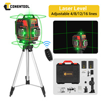 CONENTOOL 16 Lines Laser Level 4D Self-Leveling 360° Horizontal Vertical Cross Light Measure Green Laser Level With Tripod 1.2M