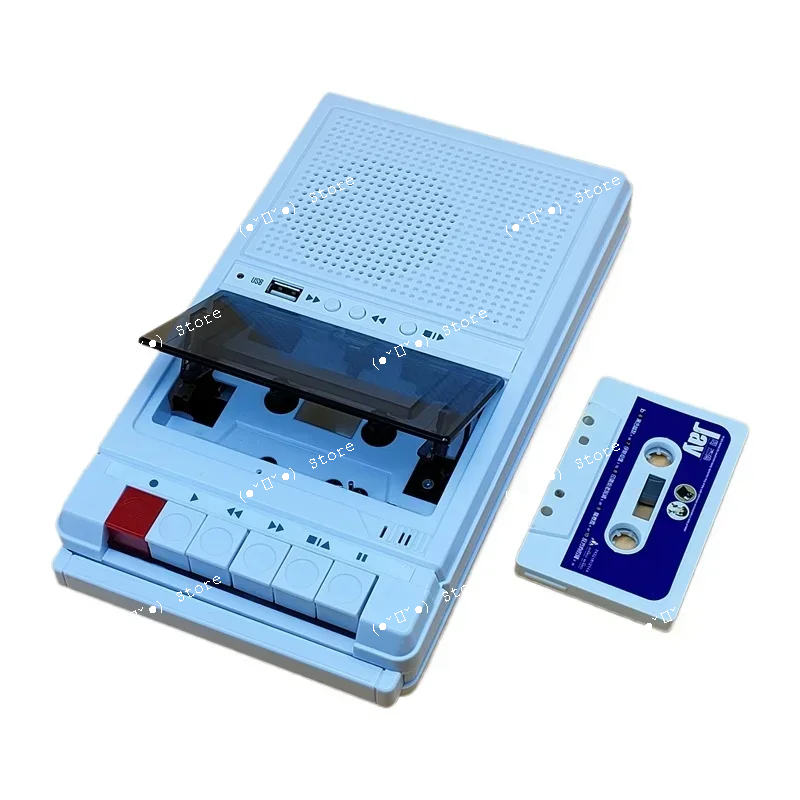 

retro stereo cassette player walkman cassette tape music audio auto reverse with recorder external speaker usb playback