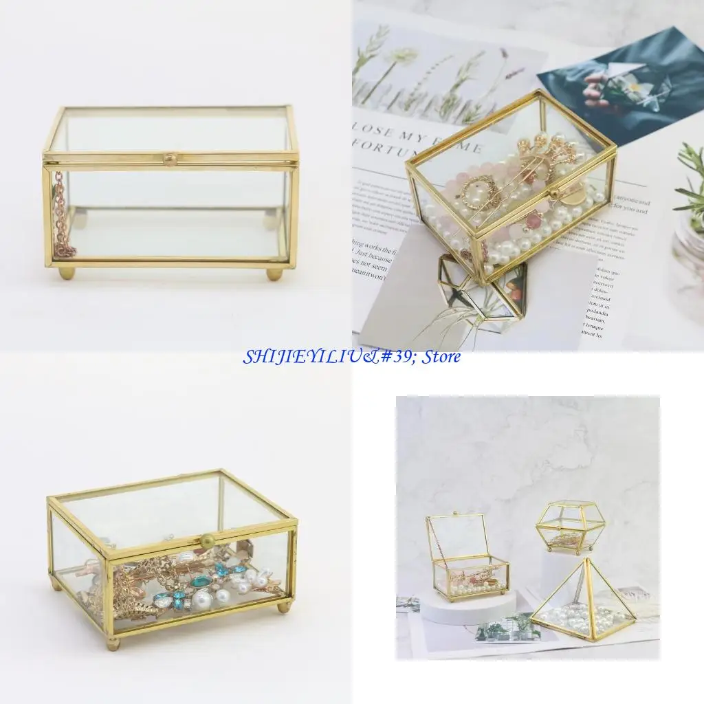

E21F Wedding Geometric Jewelry Home Decorative Box for Storage Trinket