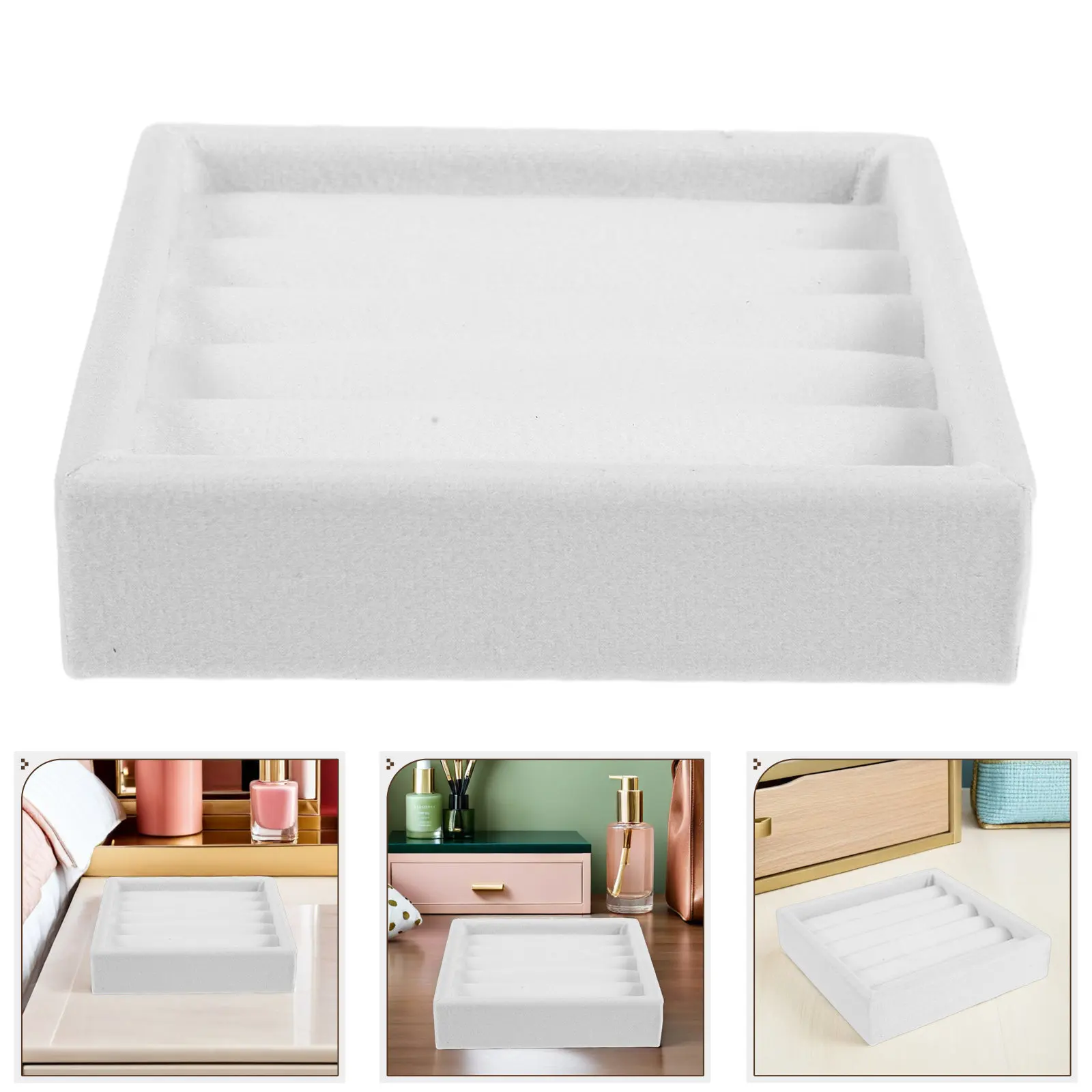 Rings Organizer Tray 5 Slots Stackable Jewelry Display Tray Rings Earrings Jewelry Drawer Organizer Insert Dresser Box