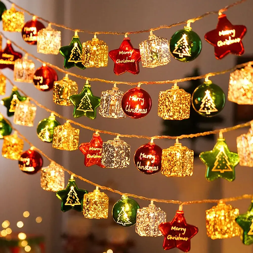 عيد الميلاد ضوء سلسلة قصب الحلوى سانتا كلوز ثلج مصباح شجرة عيد الميلاد ضوء سلاسل حلي معلقة عيد ميلاد سعيد ديكور #5