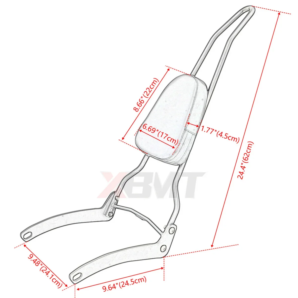 Motorcycle Backrest Sissy Bar Luggage Rack For Yamaha Virago 125 XV125 1989-2011 XV250 1988-2007 V-Star 250 2008-2023