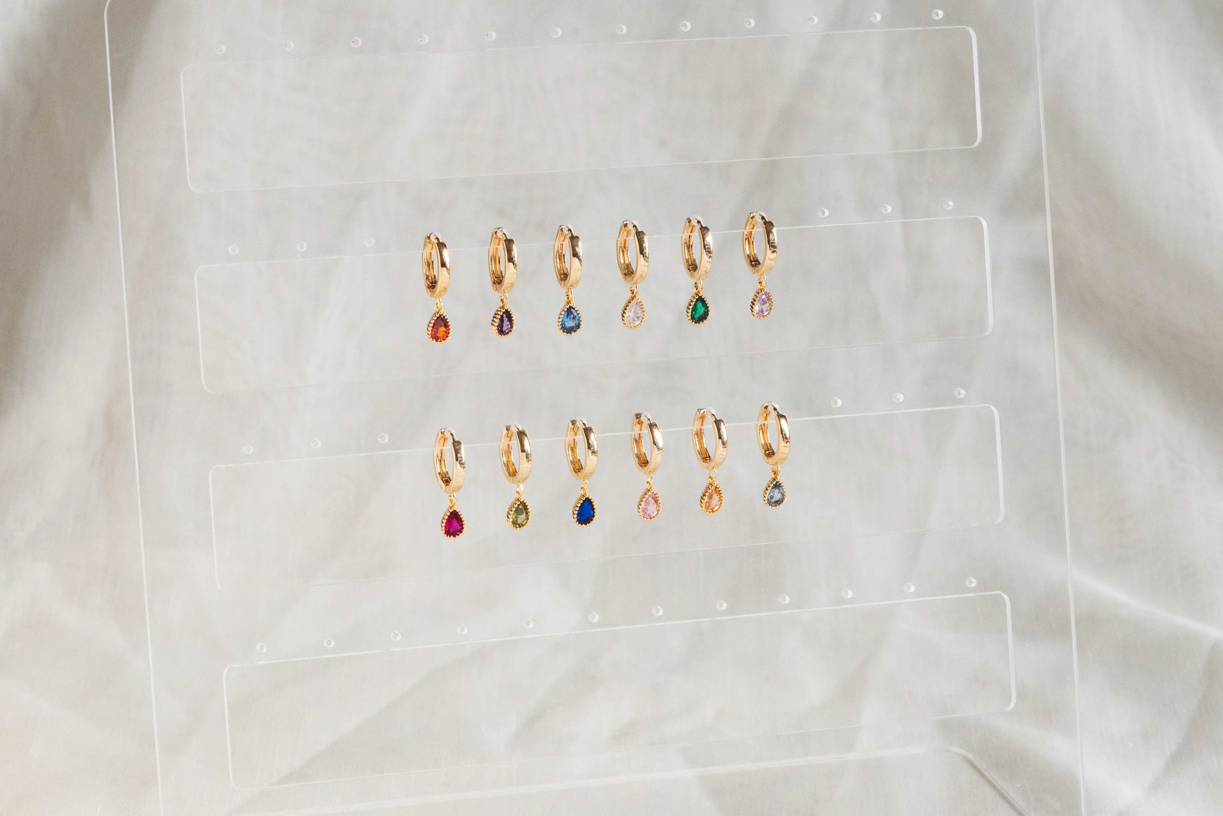 10pcs CZ Pave Teardrop Birthstone Charms 8x5mm, Gold Plated Brass Crystal Charms, Diy Jewelry Making Supplies  (GB-3657)