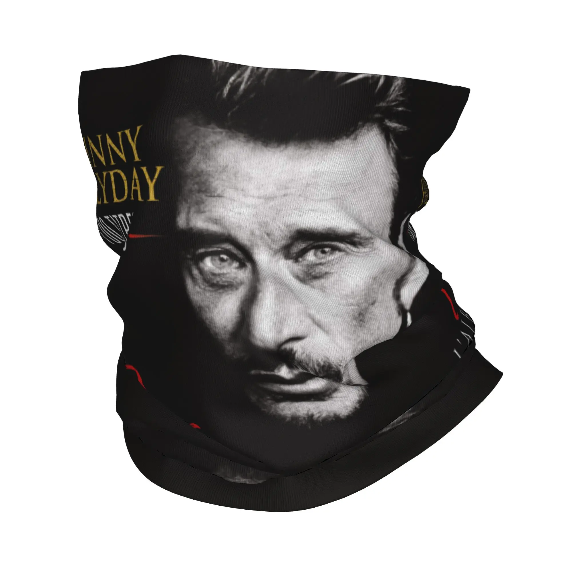 

Custom Johnny Hallyday Rock Bandana Winter Neck Warmer Men Windproof Wrap Face Scarf Ski Singer French France Gaiter Headband