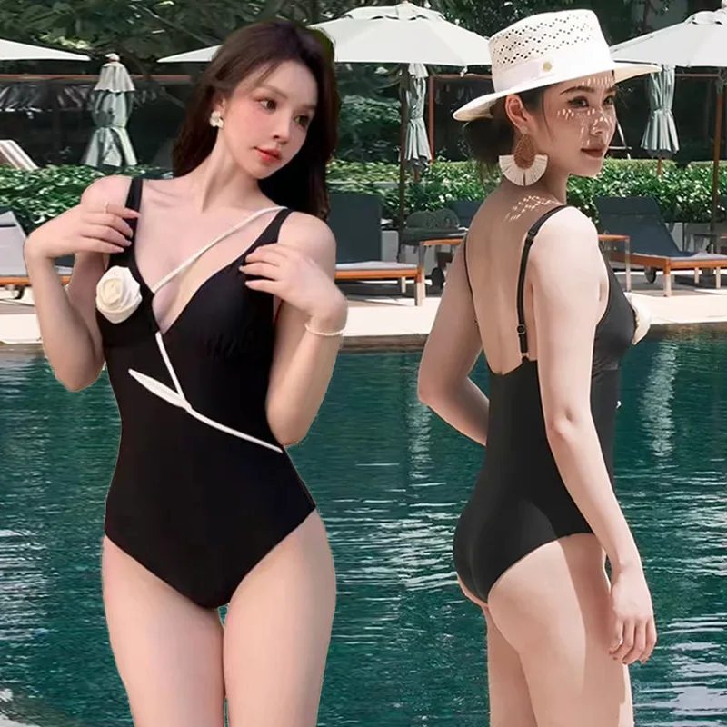 Floral One Piece Swimsuit Monokini 2025 New Halter Bandage Swimwear Women Swimsuit Bathing Suit Beachwear Female Swimming Suits