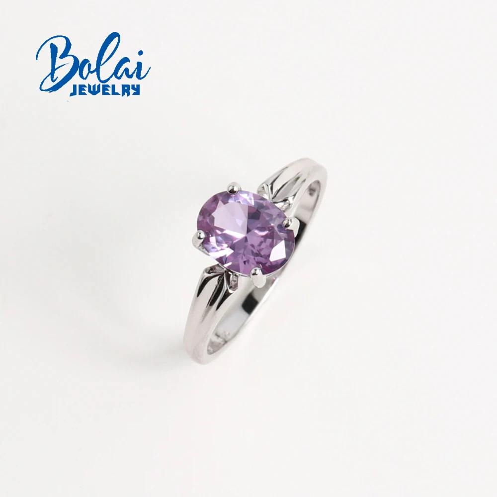 Simple design 925 sterling silver white ring Created oval 7*9mm color change Alexander nano fine jewelry for women's anniversary