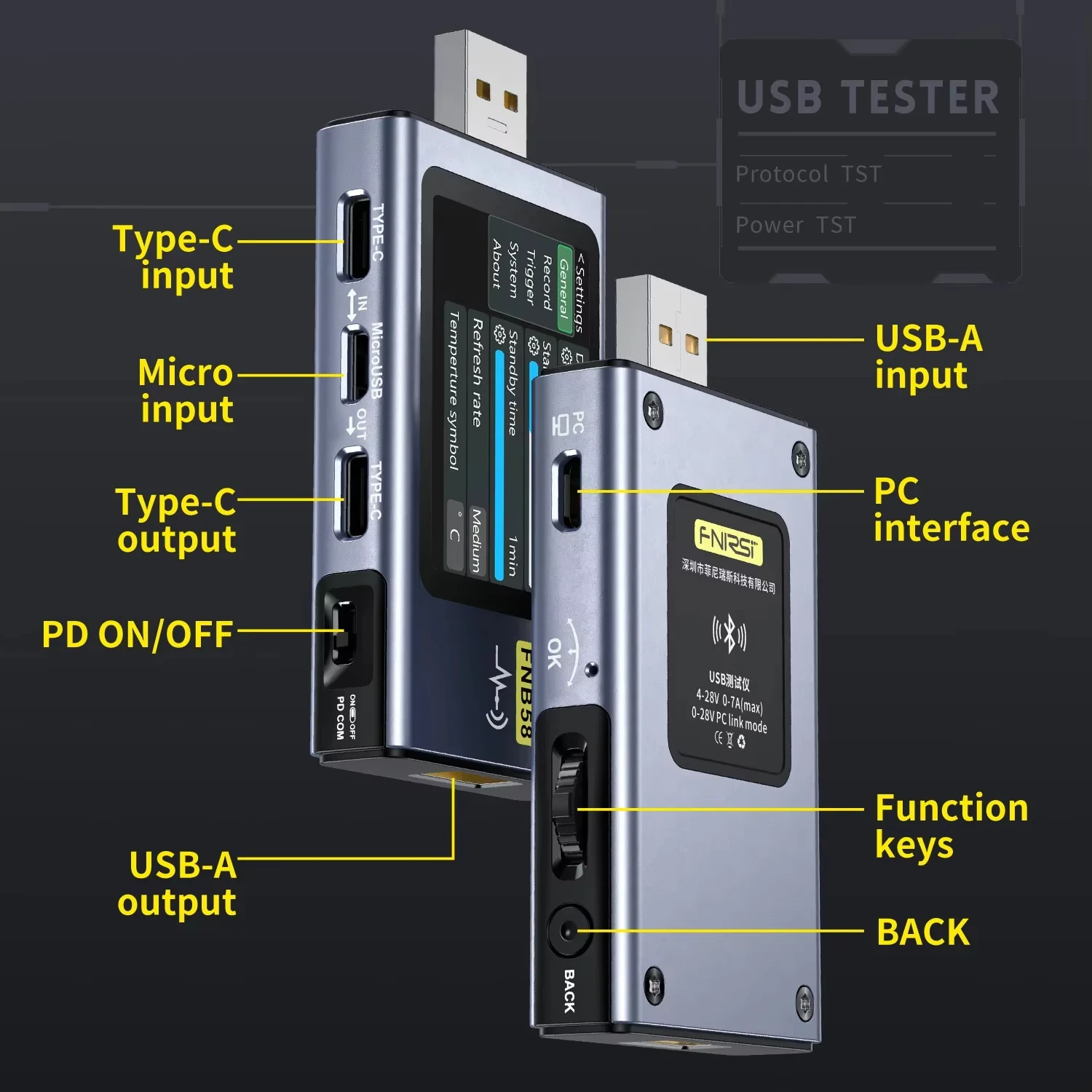 FNIRSI nuevo FNB58 probador USB voltímetro amperímetro TYPE-C detección de carga rápida medición de capacidad de disparo