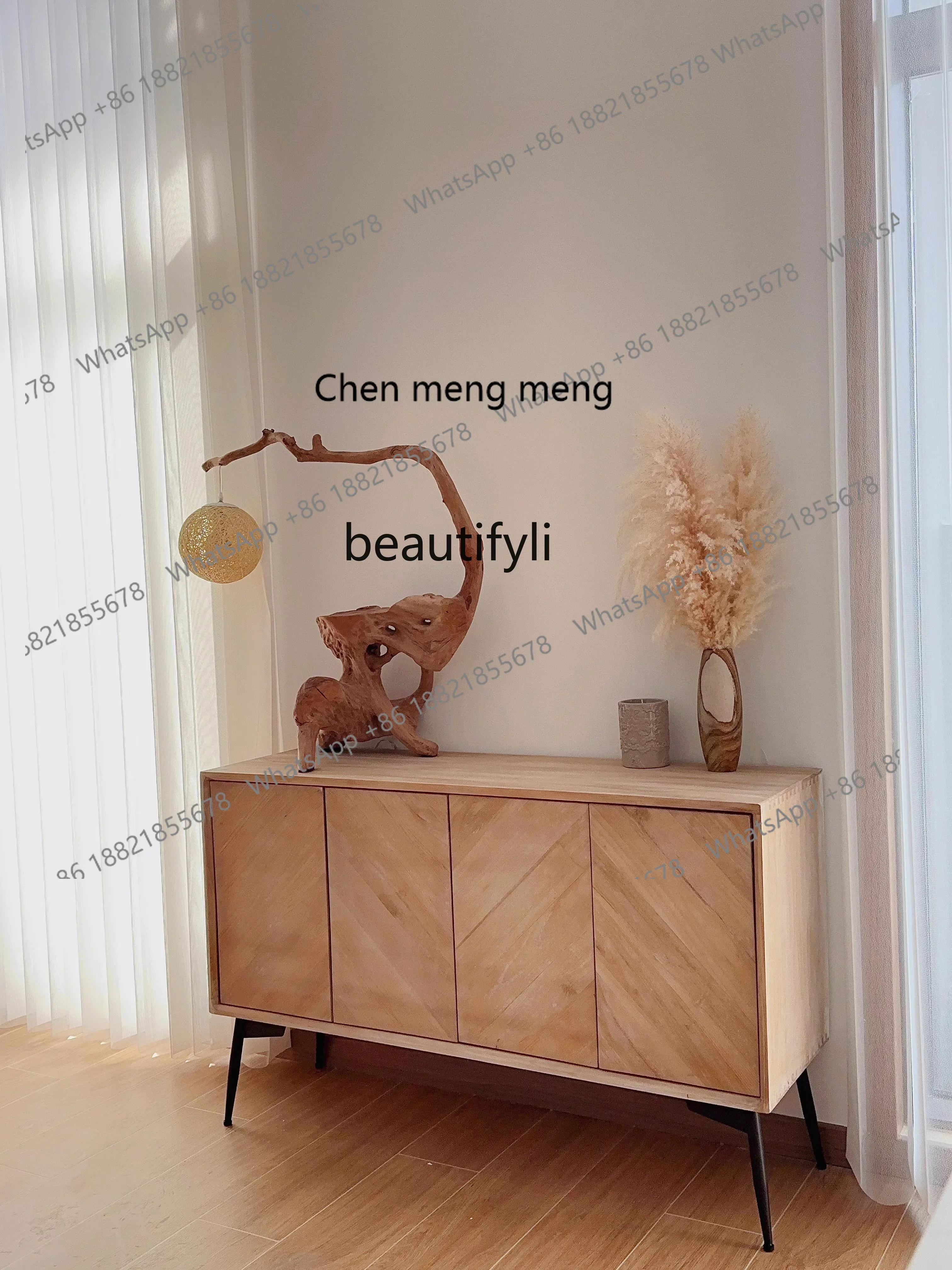 

Nordic Light Luxury and Simplicity Home Entrance Living Room Sideboard Cabinet Solid Wood Cabinet Modern Style Partition Cabinet