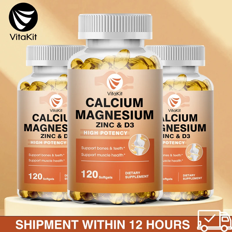 

Calcium Magnesium Zinc + D3 Vitamin Nutritional Supplement - Supports Bone Density & Muscle Health - Immune Support